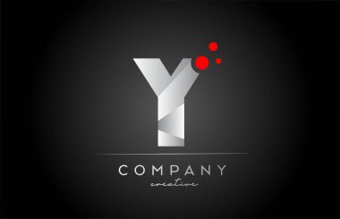 black Y alphabet letter logo icon with red dot. Design suitable for a company or business