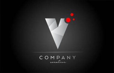 black V alphabet letter logo icon with red dot. Design suitable for a company or business