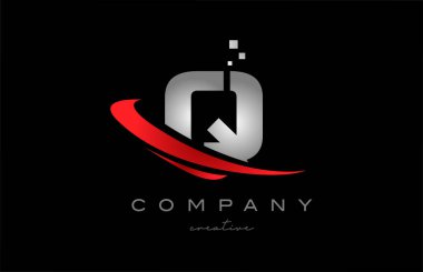 red swoosh Q alphabet letter logo icon with grey color. Design suitable for a company or business