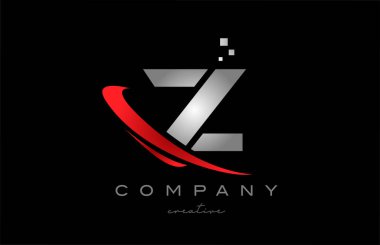 red swoosh Z alphabet letter logo icon with grey color. Design suitable for a company or business