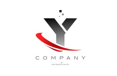 Y alphabet letter logo icon with red swoosh . Design suitable for a company or business