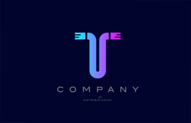 T pink and blue alphabet letter logo icon design. Creative template suitable for a business or company