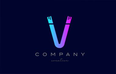 V pink and blue alphabet letter logo icon design. Creative template suitable for a business or company