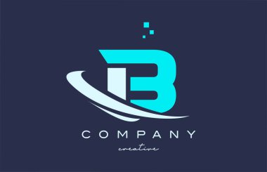blue white B alphabet letter logo icon with swoosh. Design suitable for a business or company