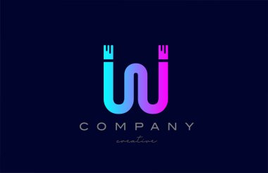 W pink and blue alphabet letter logo icon design. Creative template suitable for a business or company