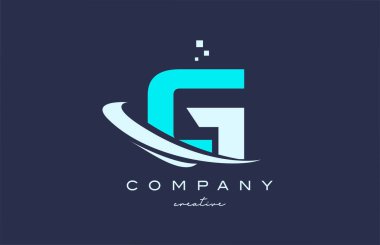 blue white G alphabet letter logo icon with swoosh. Design suitable for a business or company