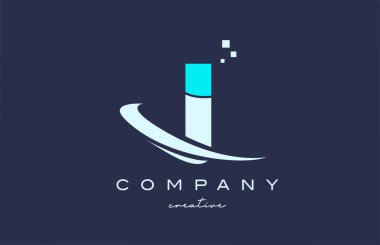 blue white I alphabet letter logo icon with swoosh. Design suitable for a business or company