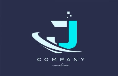 blue white J alphabet letter logo icon with swoosh. Design suitable for a business or company