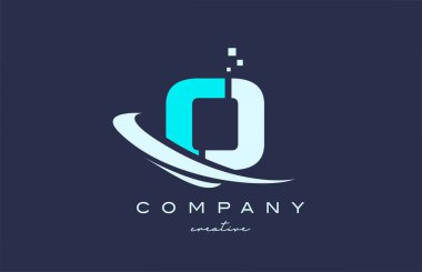 blue white O alphabet letter logo icon with swoosh. Design suitable for a business or company