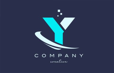 blue white Y alphabet letter logo icon with swoosh. Design suitable for a business or company