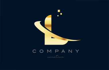 gold golden L alphabet letter logo icon design. Creative template for company and business with swoosh