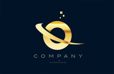 gold golden O alphabet letter logo icon design. Creative template for company and business with swoosh