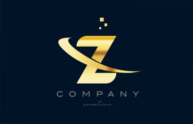 gold golden Z alphabet letter logo icon design. Creative template for company and business with swoosh