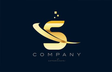 gold golden S alphabet letter logo icon design. Creative template for company and business with swoosh