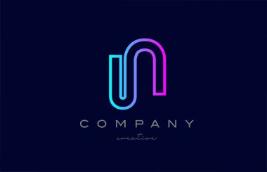pink blue N alphabet letter logo icon. Creative template for a business or company with line design