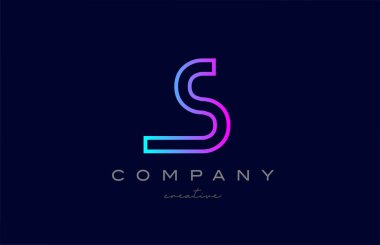pink blue S alphabet letter logo icon. Creative template for a business or company with line design