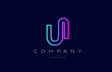 pink blue U alphabet letter logo icon. Creative template for a business or company with line design