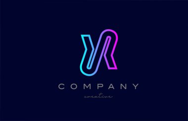 pink blue X alphabet letter logo icon. Creative template for a business or company with line design