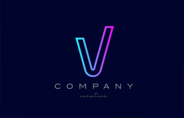 pink blue V alphabet letter logo icon. Creative template for a business or company with line design