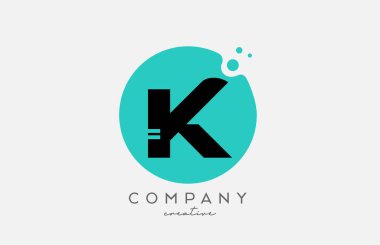 K green circle alphabet letter logo icon design with dots. Creative template for business and company 