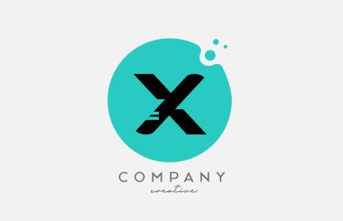 X green circle alphabet letter logo icon design with dots. Creative template for business and company 