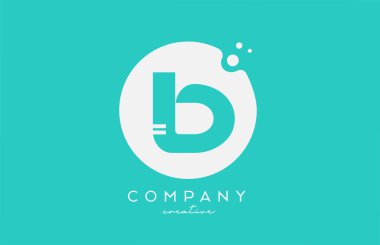 cyan B green circle alphabet letter logo icon design with dots. Creative template for company and business 