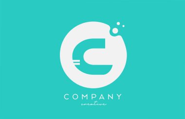 cyan C green circle alphabet letter logo icon design with dots. Creative template for company and business 