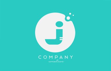 cyan J green circle alphabet letter logo icon design with dots. Creative template for company and business 
