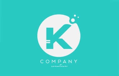 cyan K green circle alphabet letter logo icon design with dots. Creative template for company and business 