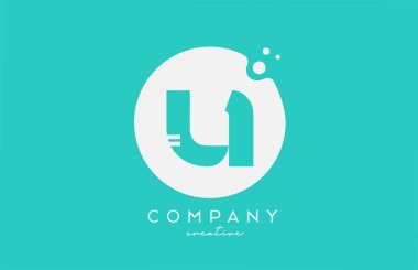 cyan U green circle alphabet letter logo icon design with dots. Creative template for company and business 
