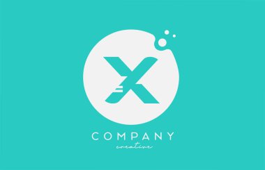 cyan X green circle alphabet letter logo icon design with dots. Creative template for company and business 