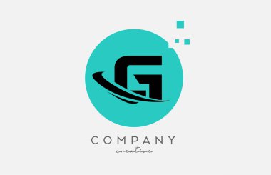 Circle G alphabet letter logo icon with dots and  swoosh. Template design for a business or company