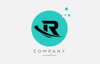 Circle R alphabet letter logo icon with dots and  swoosh. Template design for a business or company