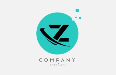 Circle Z alphabet letter logo icon with dots and  swoosh. Template design for a business or company