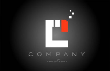 C dots alphabet letter logo icon design. Template design for company or business in black white and red 