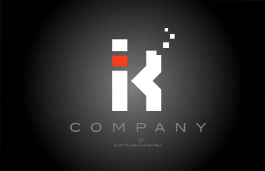 K dots alphabet letter logo icon design. Template design for company or business in black white and red 