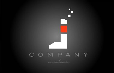 J dots alphabet letter logo icon design. Template design for company or business in black white and red 