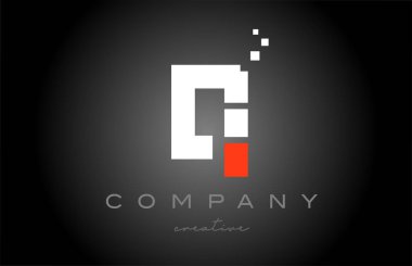 Q dots alphabet letter logo icon design. Template design for company or business in black white and red 