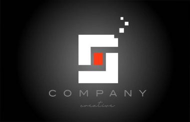 S dots alphabet letter logo icon design. Template design for company or business in black white and red 