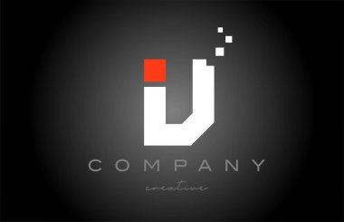 V dots alphabet letter logo icon design. Template design for company or business in black white and red 