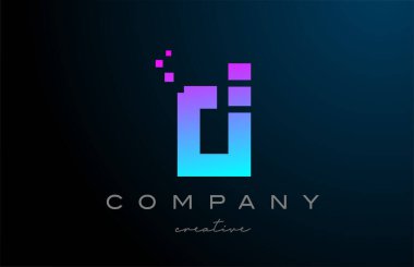 pink blue dots D alphabet letter logo icon design. Template design for company or business idea
