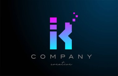 pink blue dots K alphabet letter logo icon design. Template design for company or business idea