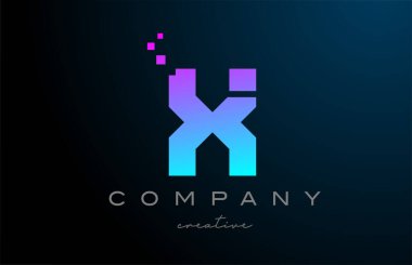 pink blue dots X alphabet letter logo icon design. Template design for company or business idea