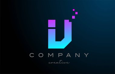 pink blue dots V alphabet letter logo icon design. Template design for company or business idea