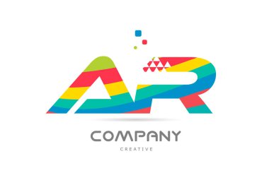 AR colorful alphabet letter logo icon design combination. Colored creative template design for company or business. Vector element for identity. Logotype or emblem