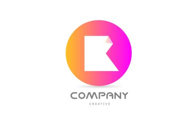 pink yellow K geometric alphabet letter logo icon design with folded corner. Template design for company or business with circle. Vector element for identity. Logotype or emblem