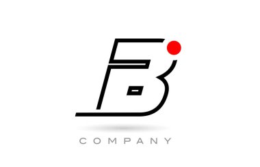 Simple B alphabet letter logo icon design with line and red dot. Creative template for business and company