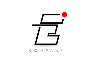 Simple E alphabet letter logo icon design with line and red dot. Creative template for business and company