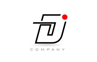 Simple D alphabet letter logo icon design with line and red dot. Creative template for business and company