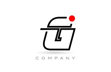 Simple G alphabet letter logo icon design with line and red dot. Creative template for business and company